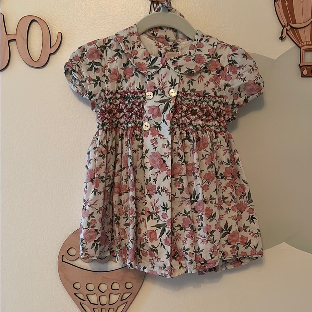 La Coqueta Floral Toddler Bloomer Set with Matching Bonnet